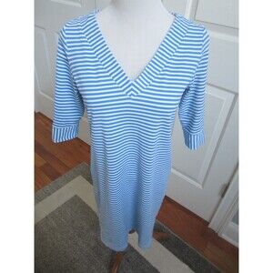 Sailor - Sailor Blue & White Striped Knit V-neck Dress , 3/4 Sleeves Size Small